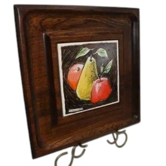 MCM VTG 1960's Fred Press Cheese Board Artist Signed Charcuterie Board - Picture 7 of 7